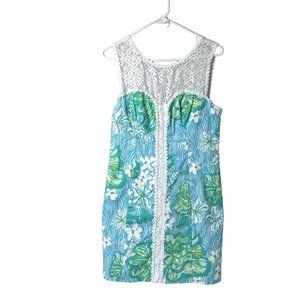 Lilly Pulitzer Sofia Shift Dress Size 8 Lagoon Green Lace 20192